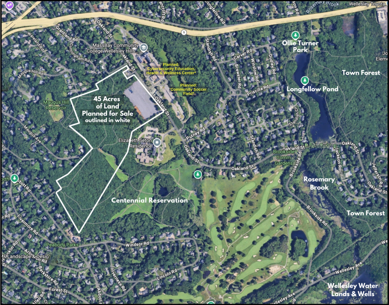 State land to be sold outlined in "red" above. Map is hand illustrated, lines are approximate.